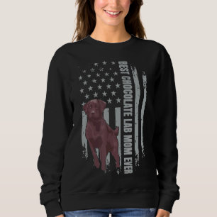 Chocolate Lab Mom American Flag Brown Labrador Ret Sweatshirt