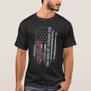 Chocolate Lab Mom American Flag Brown Labrador Ret T-Shirt