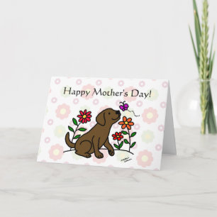 Chocolate Lab Mom & Green Floral Card
