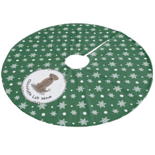 Chocolate Lab Mom (Labrador Retriever Mom) Cute Fleece Tree Skirt