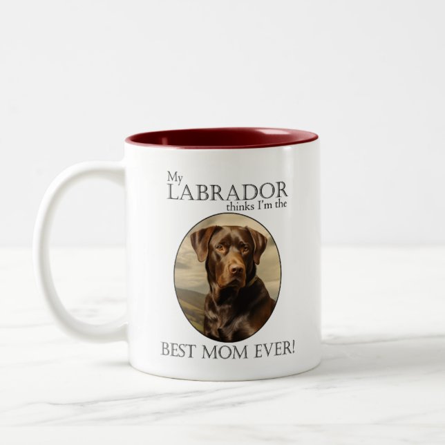 Chocolate Lab Mom Two-Tone Coffee Mug (Left)