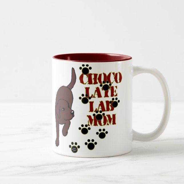 Chocolate Lab Mom Two-Tone Coffee Mug (Right)