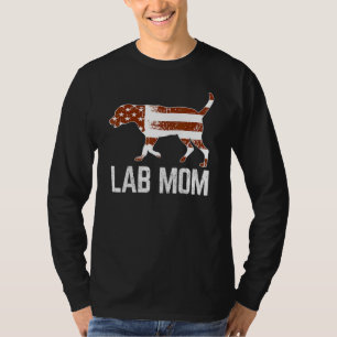 Chocolate Lab Mom Vintage Patriotic Labrador Ameri T-Shirt