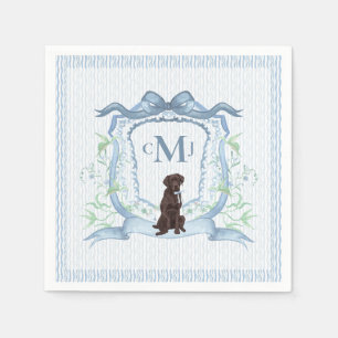 Chocolate Lab Monogram Grandmillennial Napkin