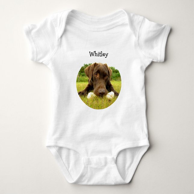 Chocolate Lab Personalized Baby Bodysuit (Front)