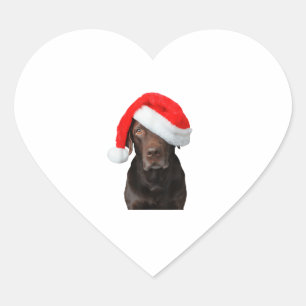 Chocolate Lab Picture Santa Hat Cute Dog Christmas Heart Sticker