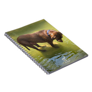 Chocolate Lab Pit Mix Dog Looking for Fish Notebook