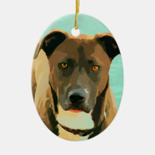 Chocolate Lab Pitbull Mix Pitador Labrabull Ceramic Ornament