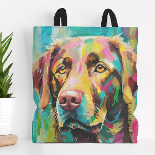 Chocolate Lab Portrait Colourful Abstract Art Tote Bag