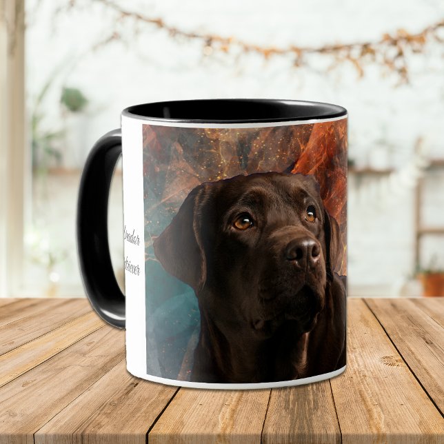 Chocolate Lab Portrait on Abstract Mug (Creator Uploaded)