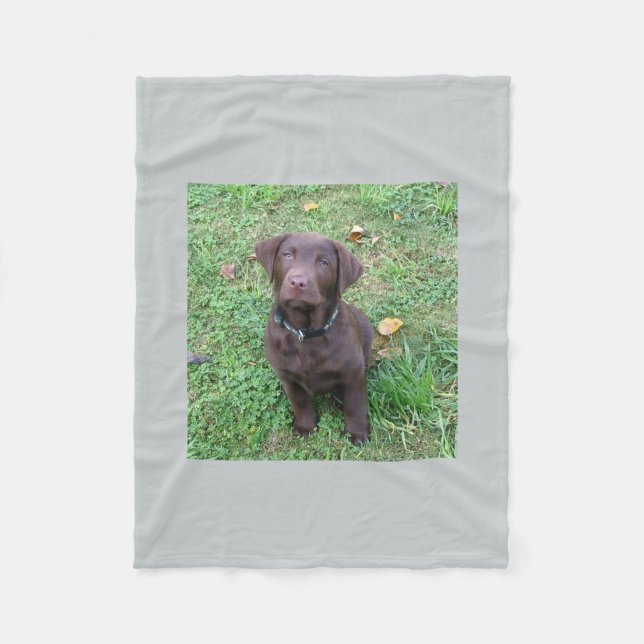 chocolate lab pup.png fleece blanket (Front)