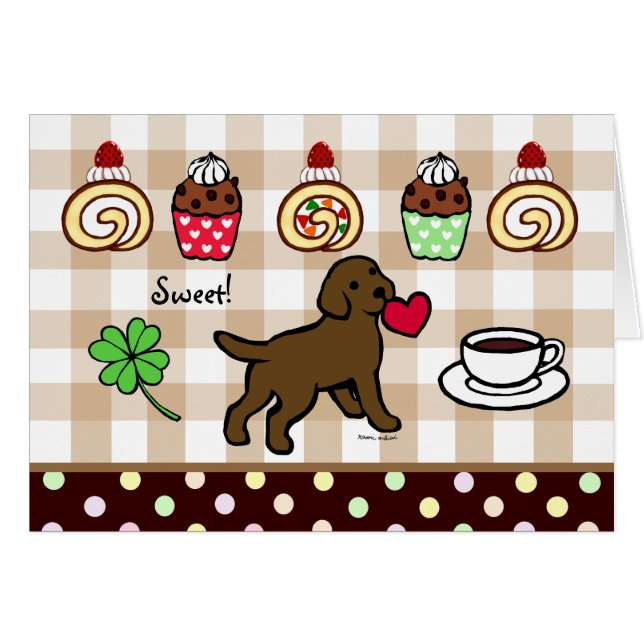 Chocolate Lab Puppy Heart Cartoon (Front Horizontal)