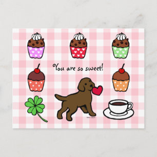 Chocolate Lab Puppy Heart Cartoon Postcard