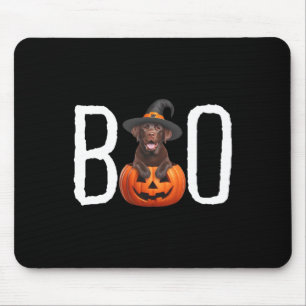 Chocolate Lab Puppy Pumpkin Boo Witch Hat Dog Hall Mouse Pad