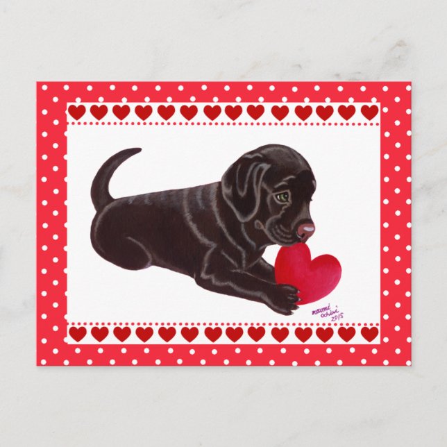 Chocolate Lab Puppy Valentine's Day card (Front)