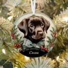 Chocolate Lab Puppy's First Christmas Ornament