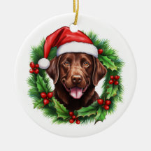 Chocolate Lab Retriever Christmas Wreath