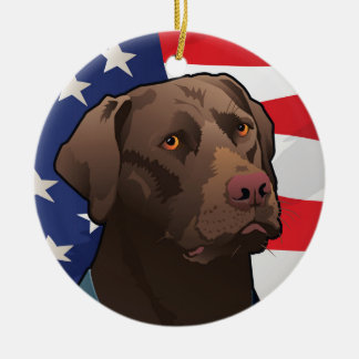 Chocolate Lab Retriever of America Ceramic Ornament