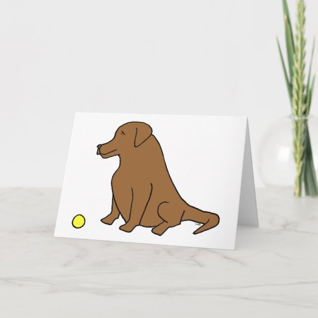Chocolate Lab “Sit. Stay. Have A Ball.” Birthday Card (Front)