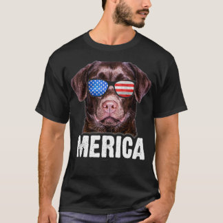 Chocolate Lab USA 4th July American Flag T-Shirt