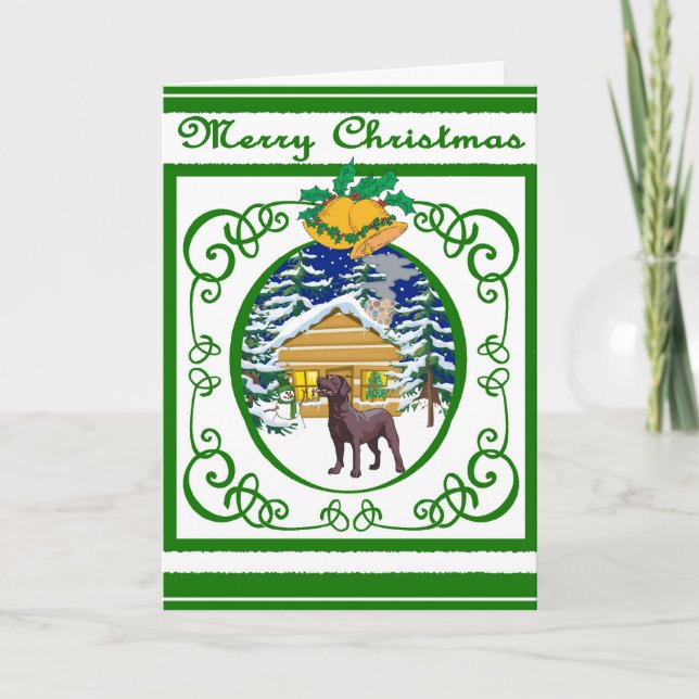 Chocolate Lab Vintage Christmas Holiday Card (Front)