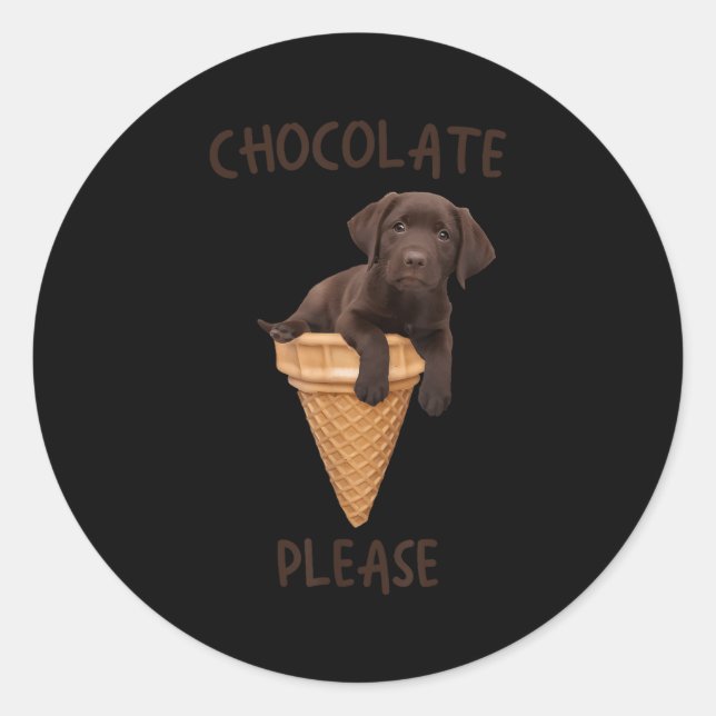 Chocolate Lab Waffle Cone Ice Cream Cute Labrador  Classic Round Sticker (Front)