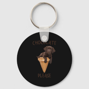 Chocolate Lab Waffle Cone Ice Cream Cute Labrador  Keychain