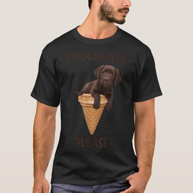 Chocolate Lab Waffle Cone Ice Cream Cute Labrador  T-Shirt (Front)