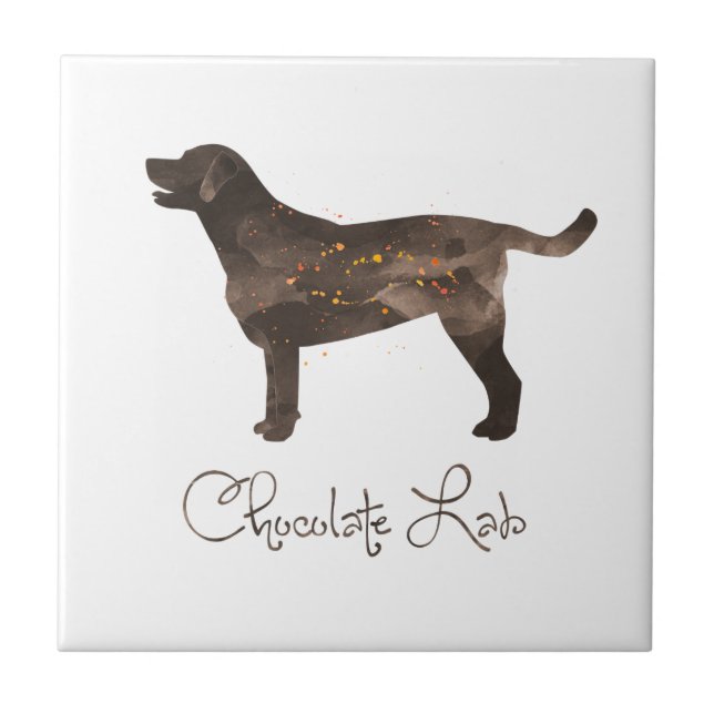 Chocolate Lab Watercolor Design Tile (Front)