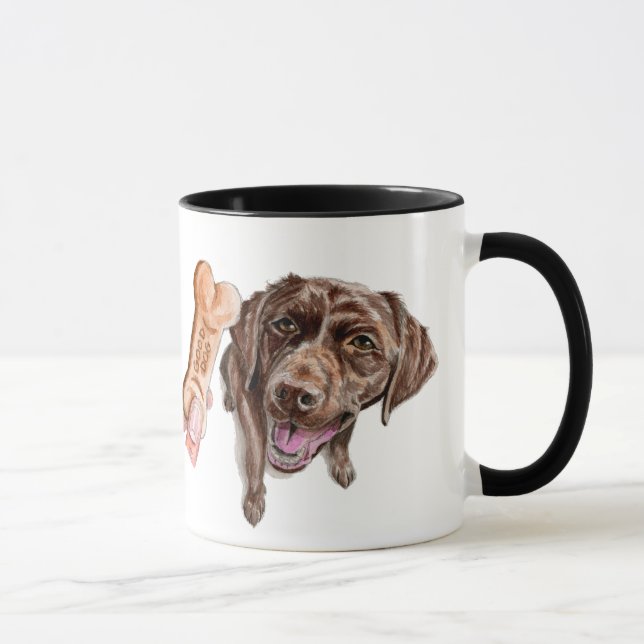 Chocolate Lab Watercolor Illustration | GOOD DOG Mug (Right)