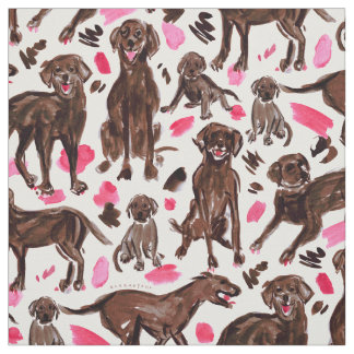 CHOCOLATE LAB Watercolor Labrador Retriever Dog Fabric