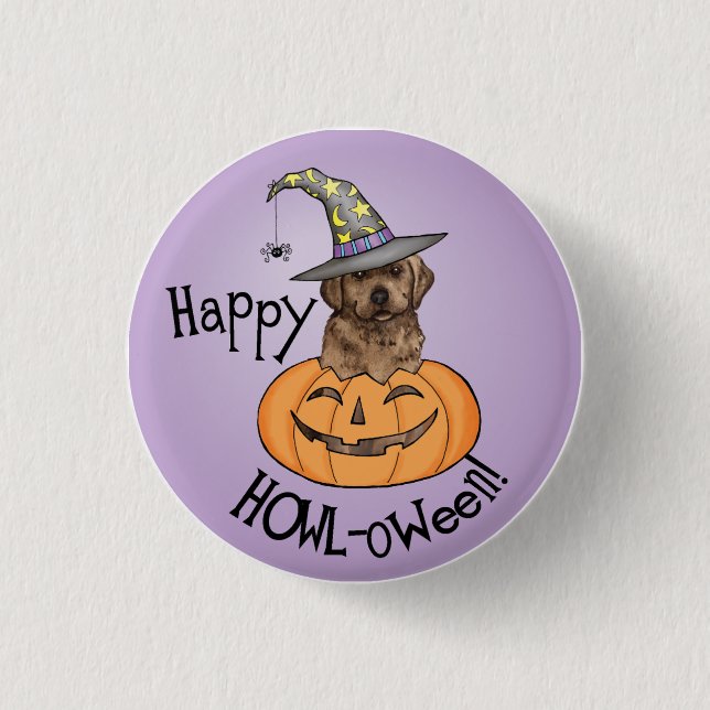 Chocolate Lab Witch 1 Inch Round Button (Front)