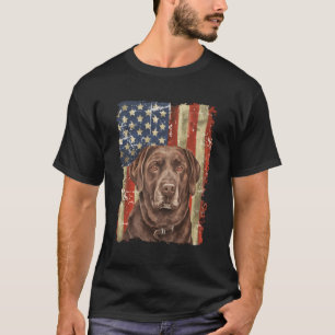 Chocolate Lab With Usa Flag Chocolate Lab Dad Mom T-Shirt