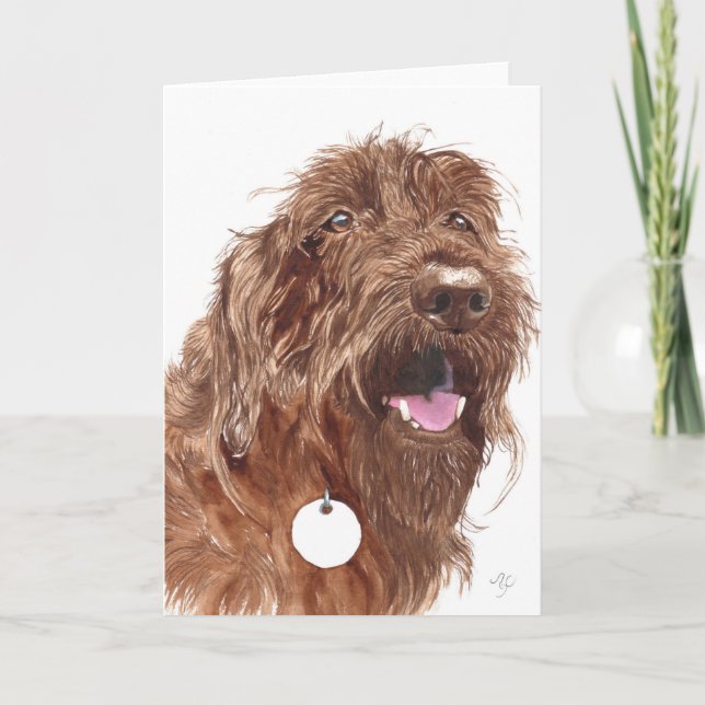 Chocolate Labradoodle #1 Greeting Card (Front)