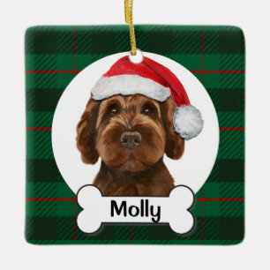 Chocolate Labradoodle / Chocolate Goldendoodle Ceramic Ornament