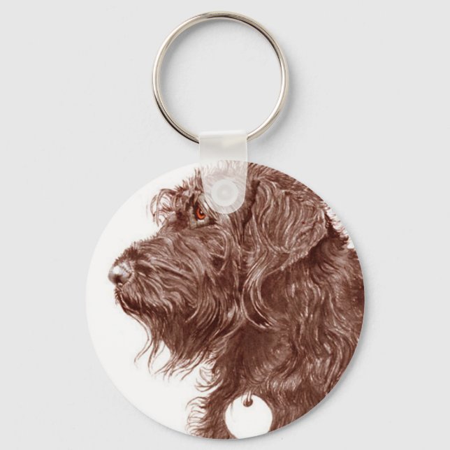 Chocolate Labradoodle Keychain (Front)