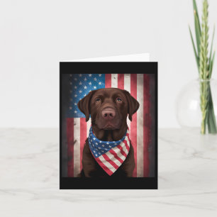 Chocolate Labrador American Flag 4th Of July Dog Card