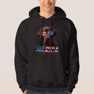 Chocolate Labrador American Flag Lab Dog   4th Of  Hoodie