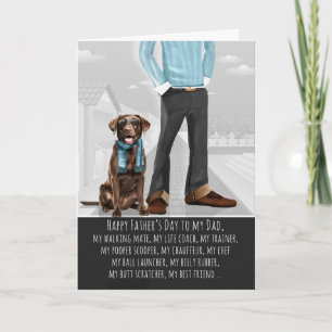 Chocolate Labrador and Dad Funny Father's Day Holiday Card
