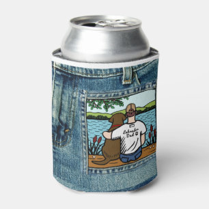 Chocolate Labrador and Dad Lake View Can Cooler