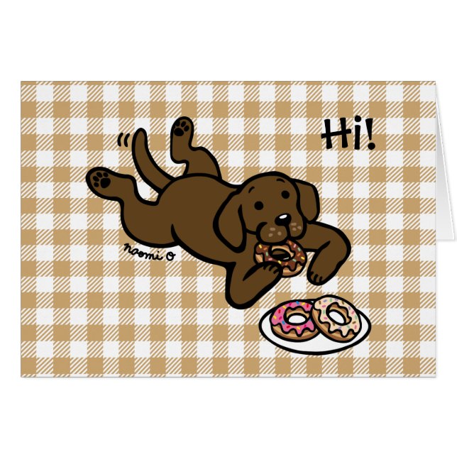 Chocolate Labrador and Doughnuts Thinking of You (Front Horizontal)