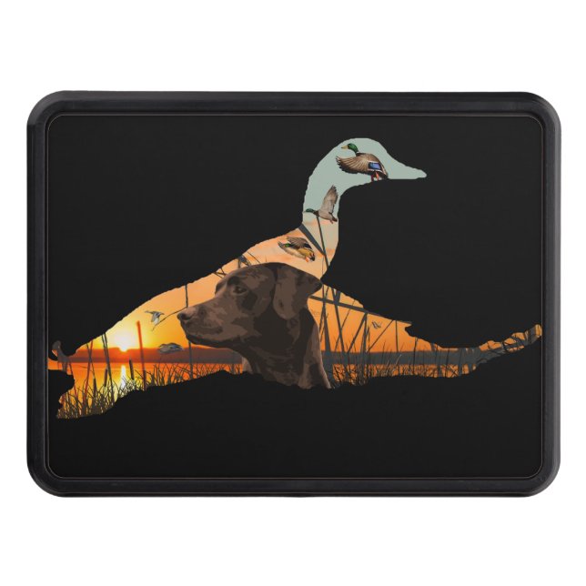 Chocolate Labrador and Mallard Trailer Hitch Cover (Front)
