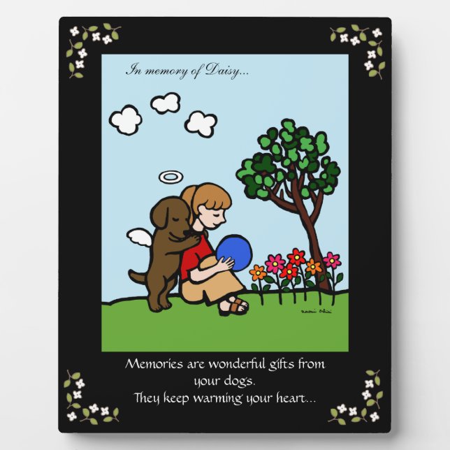Chocolate Labrador Angel with Love Memorial Plaque (Front)