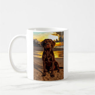 Chocolate Labrador at Sunset Coffee Mug