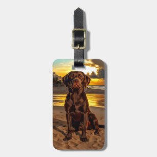 Chocolate Labrador at Sunset Luggage Tag