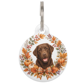 Chocolate Labrador Autumn Pet Tag