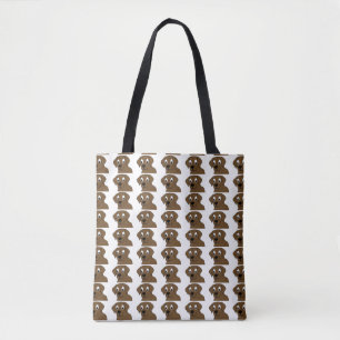 chocolate labrador cartoon tote bag