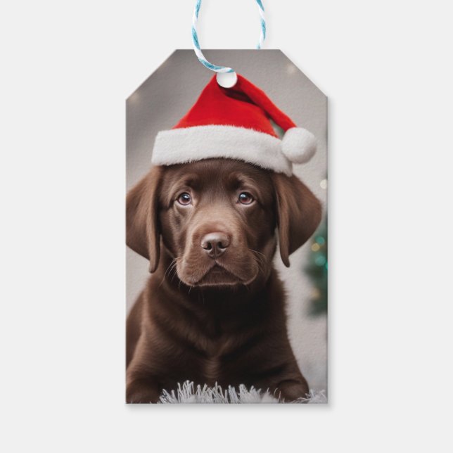 Chocolate Labrador Christmas Gift Tags (Front)