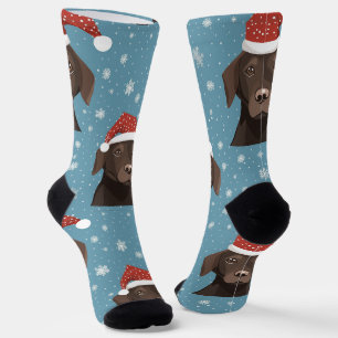 Chocolate Labrador Christmas Hat Crew Socks