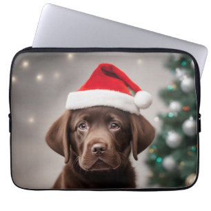 Chocolate Labrador Christmas Laptop Sleeve